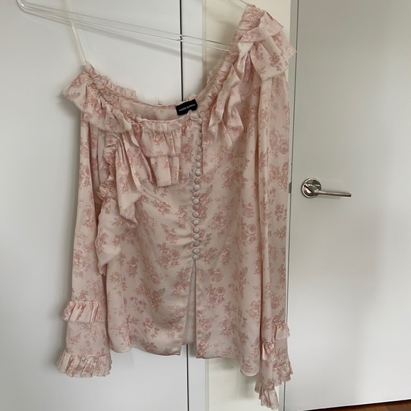 Magda Butrym silk floral one shoulder ruffle top - Picture 3 of 6